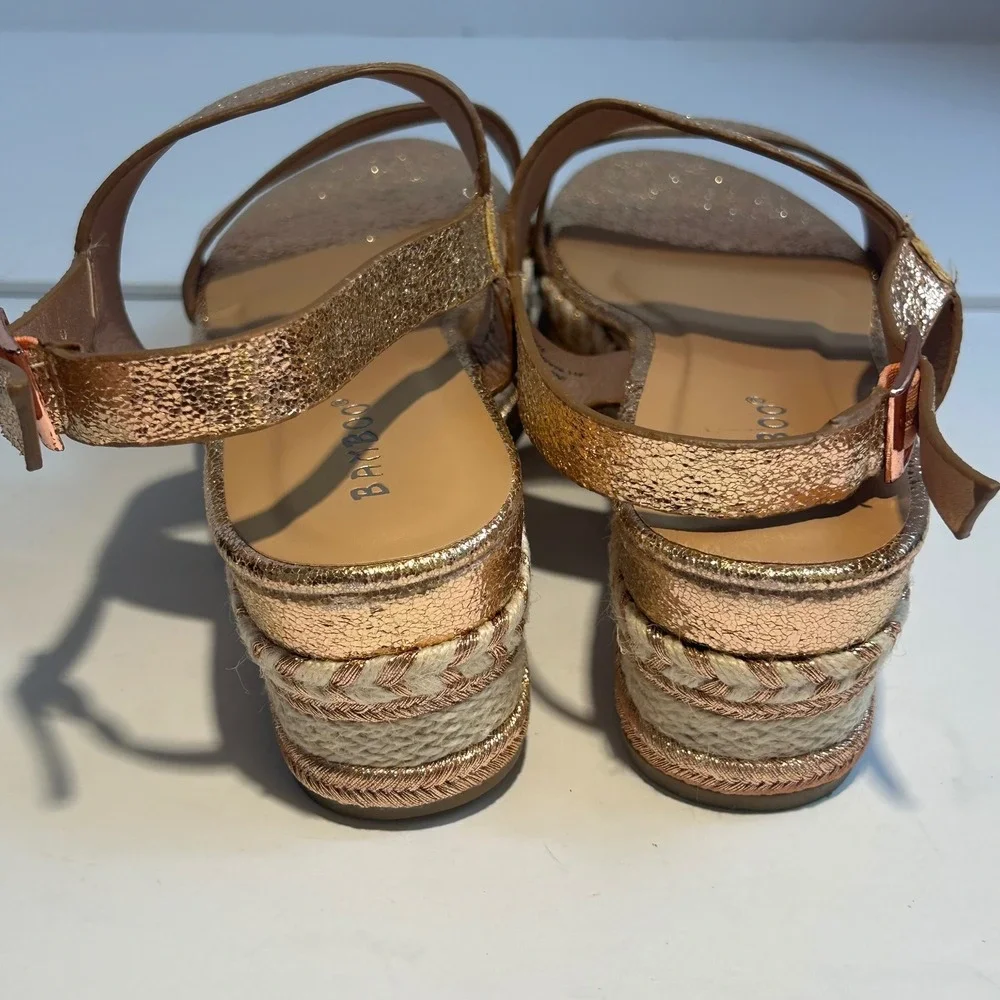 Bamboo Infinity-05M Rose Gold Metallic Espadrille Platform Wedge Sandals‎ 8.5